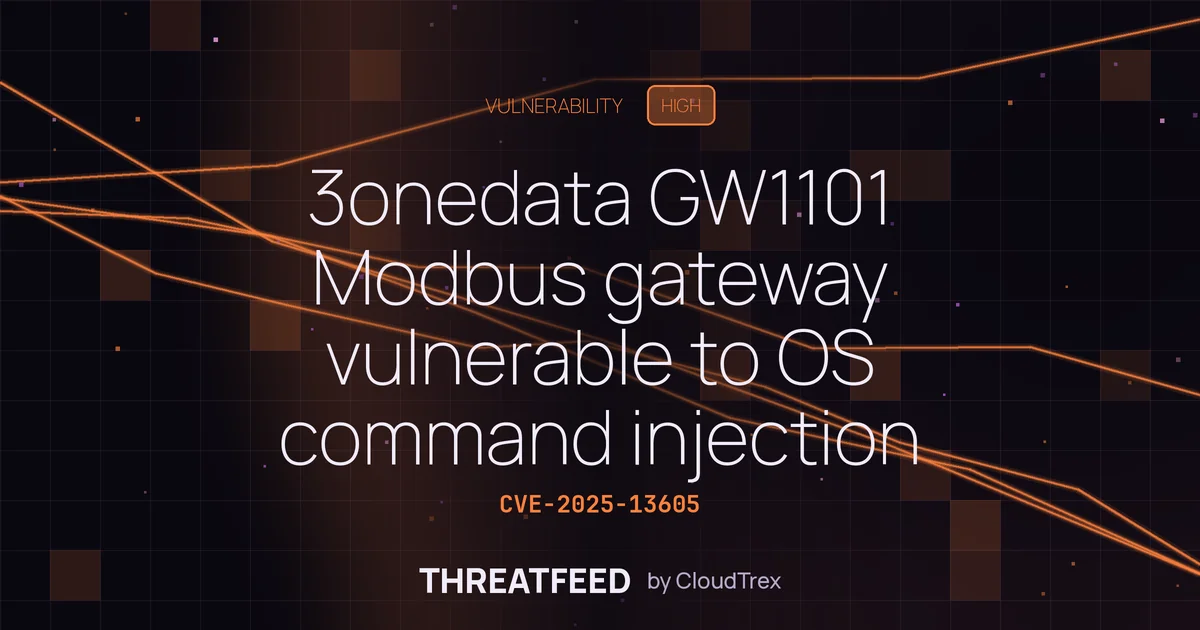 3onedata GW1101 Modbus gateway vulnerable to OS command injection