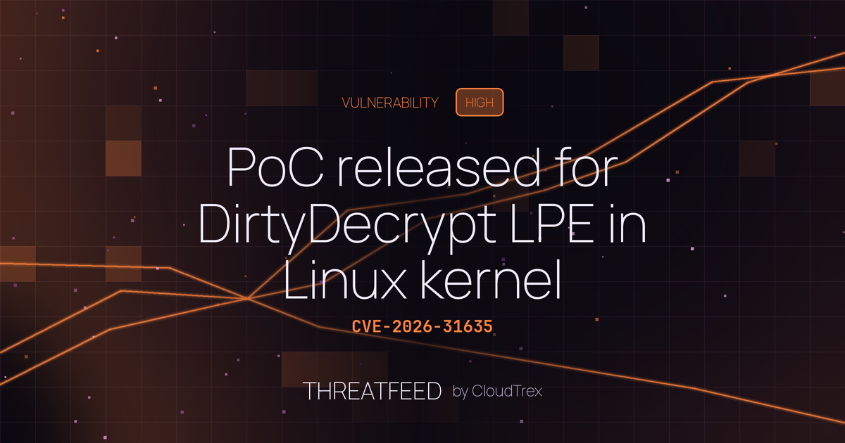 PoC released for DirtyDecrypt LPE in Linux kernel (CVE-2026-31635)