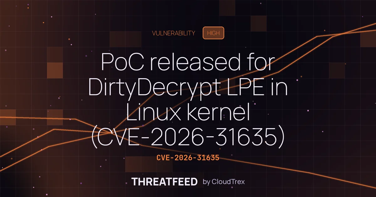 PoC released for DirtyDecrypt LPE in Linux kernel (CVE-2026-31635)