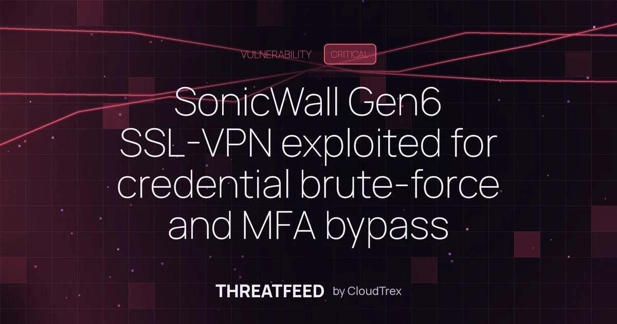 SonicWall Gen6 SSL-VPN exploited for credential brute-force and MFA bypass