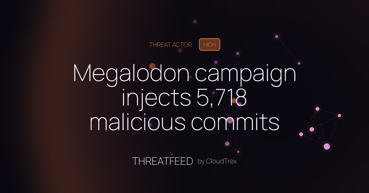 Megalodon campaign injects 5,718 malicious commits into GitHub repos