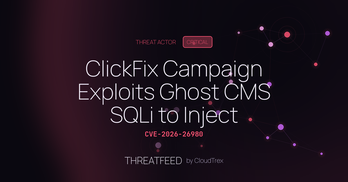 ClickFix Campaign Exploits Ghost CMS SQLi to Inject Malicious JavaScript