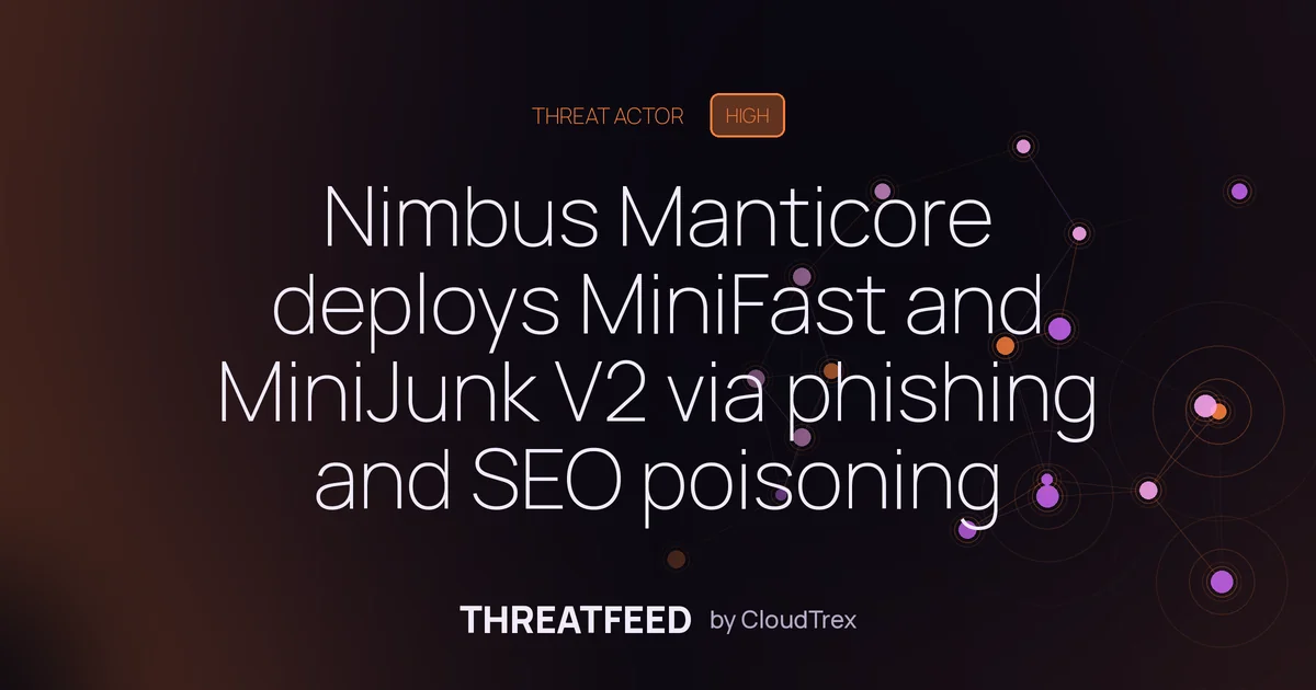 Nimbus Manticore deploys MiniFast and MiniJunk V2 via phishing and SEO poisoning
