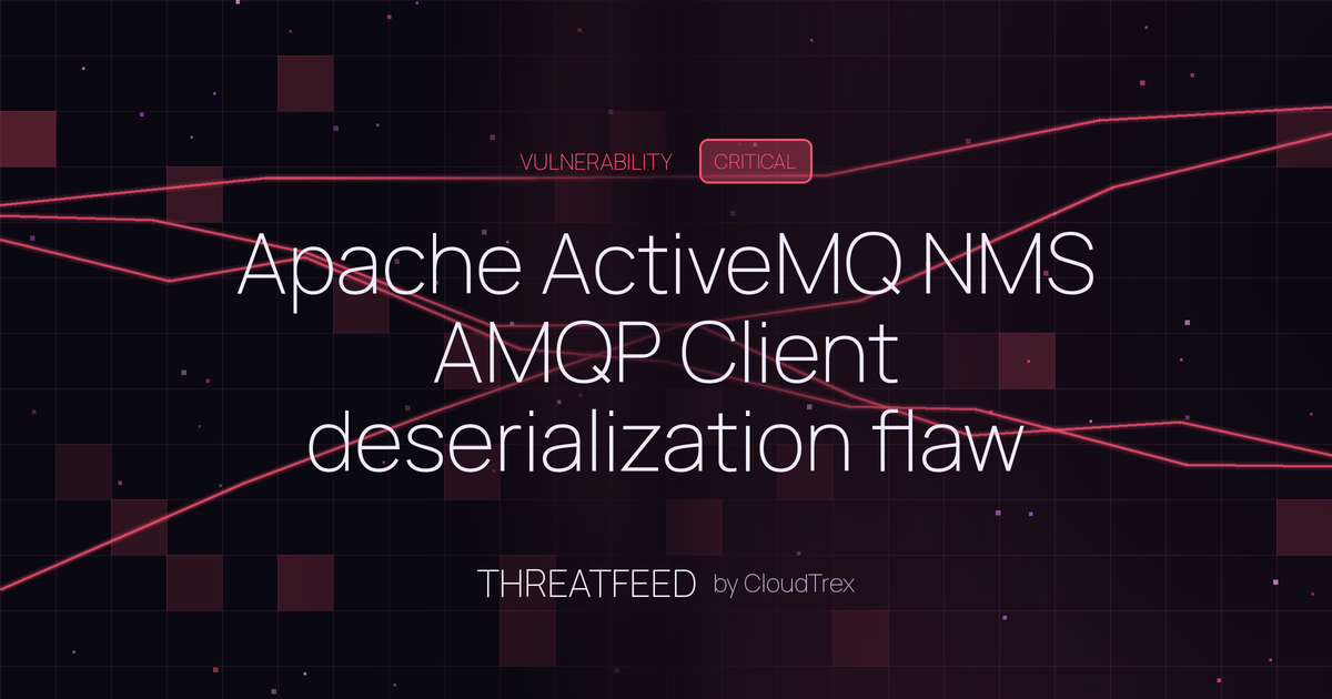 Apache ActiveMQ NMS AMQP Client deserialization flaw enables RCE