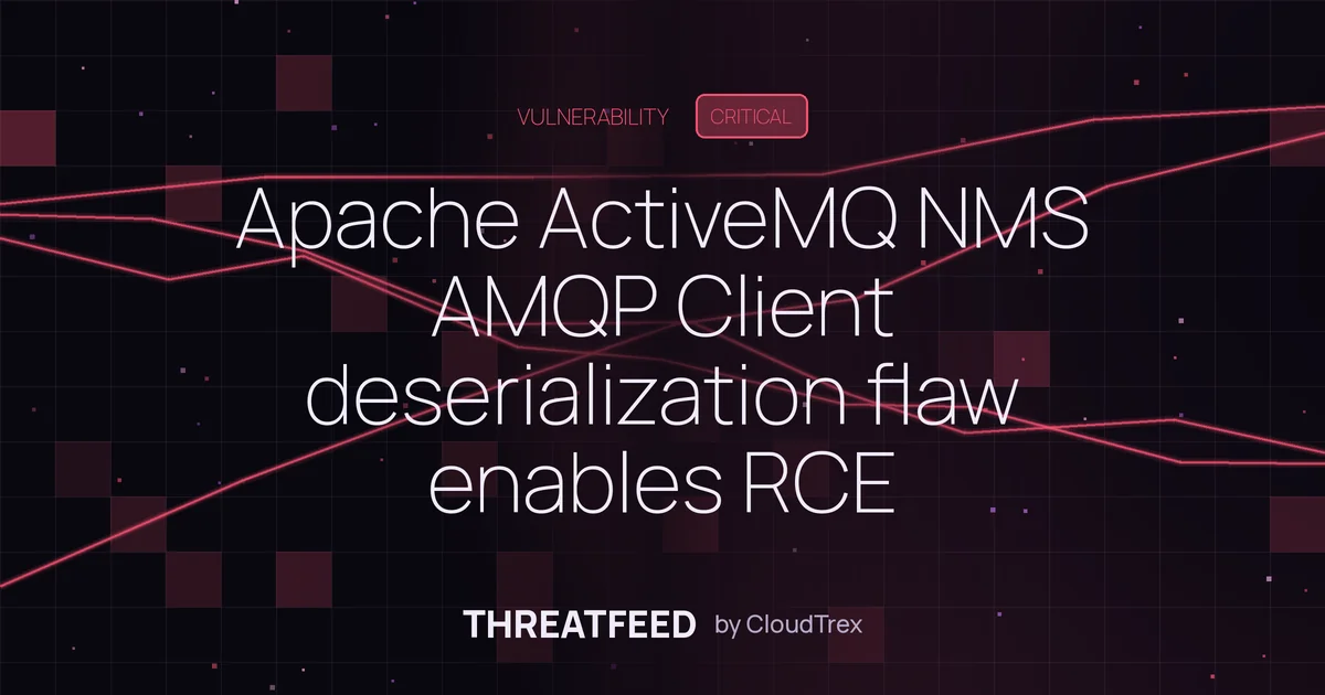 Apache ActiveMQ NMS AMQP Client deserialization flaw enables RCE