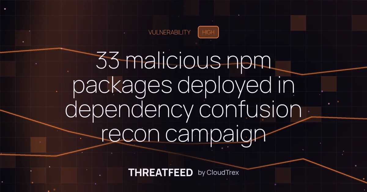 33 malicious npm packages deployed in dependency confusion recon campaign
