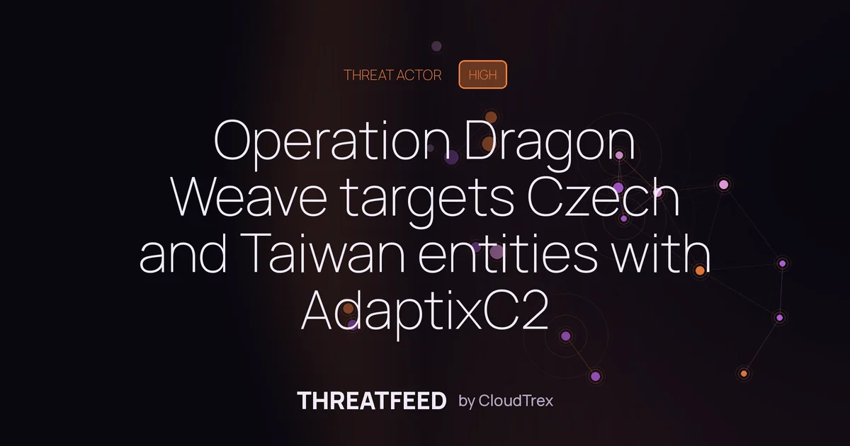 Operation Dragon Weave targets Czech and Taiwan entities with AdaptixC2