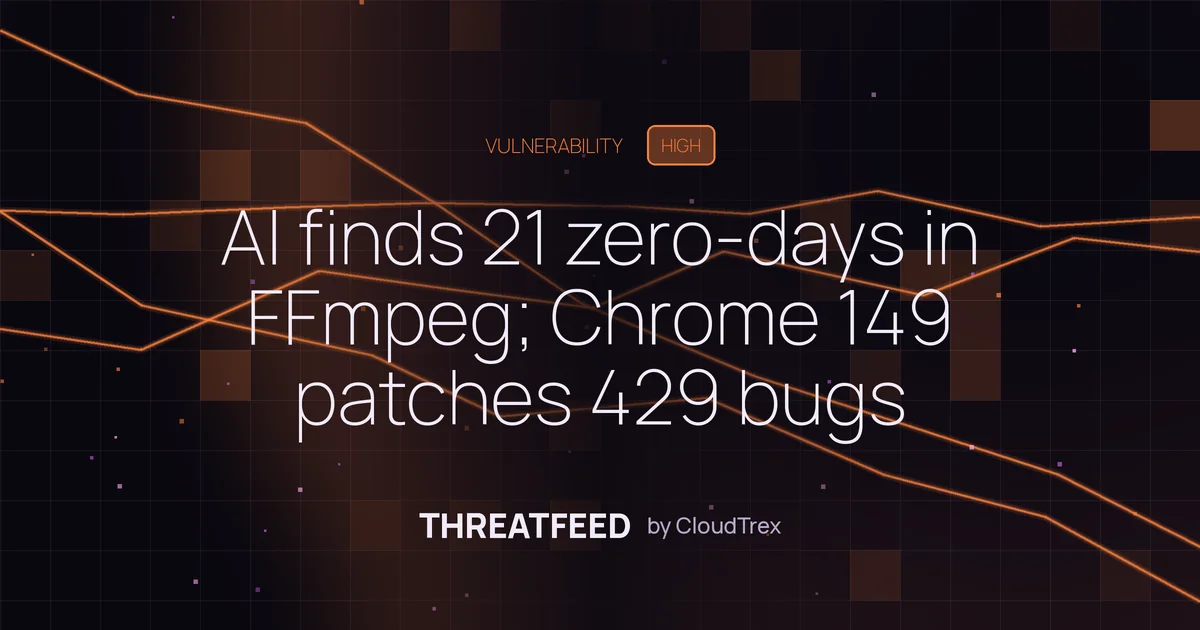 AI finds 21 zero-days in FFmpeg; Chrome 149 patches 429 bugs