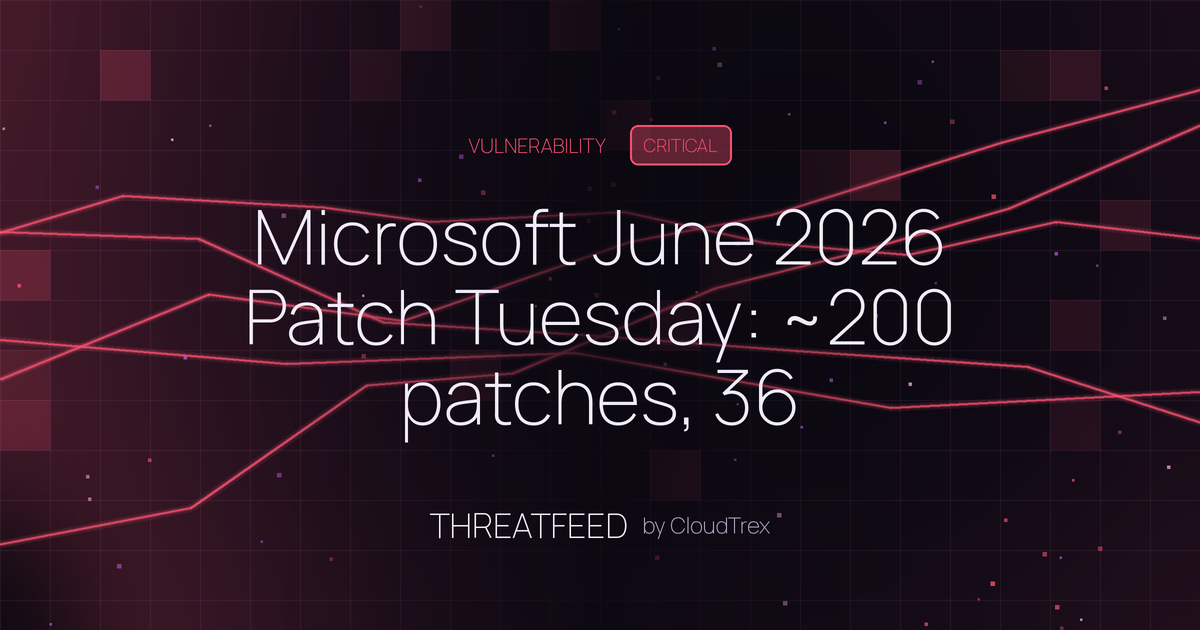 Microsoft June 2026 Patch Tuesday: ~200 patches, 36 critical, 3 with PoCs