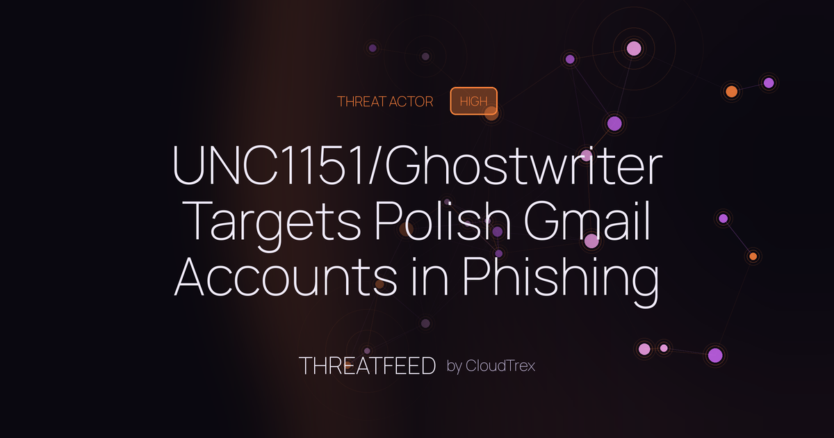 UNC1151/Ghostwriter Targets Polish Gmail Accounts in Phishing Campaign