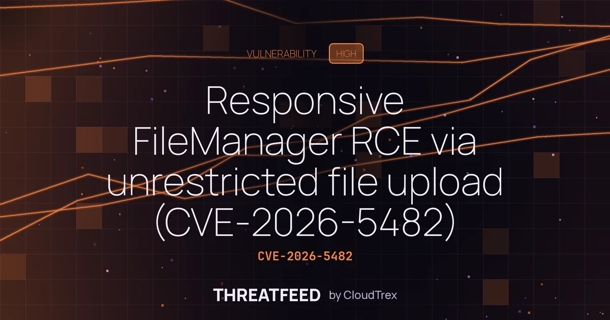 Responsive FileManager RCE via unrestricted file upload (CVE-2026-5482)