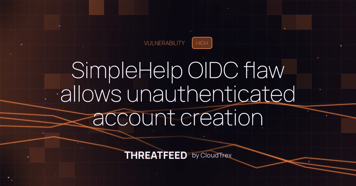 SimpleHelp OIDC flaw allows unauthenticated account creation