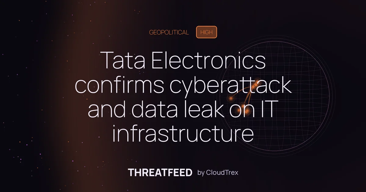 Tata Electronics confirms cyberattack and data leak on IT infrastructure