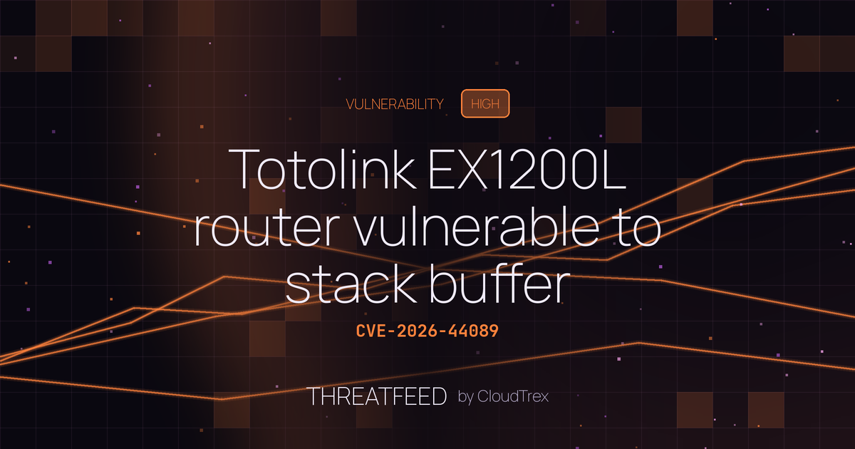 Totolink EX1200L router vulnerable to stack buffer overflow (RCE)