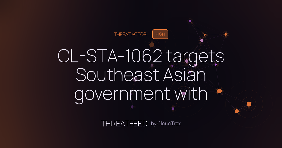 CL-STA-1062 targets Southeast Asian government with TinyRCT backdoor