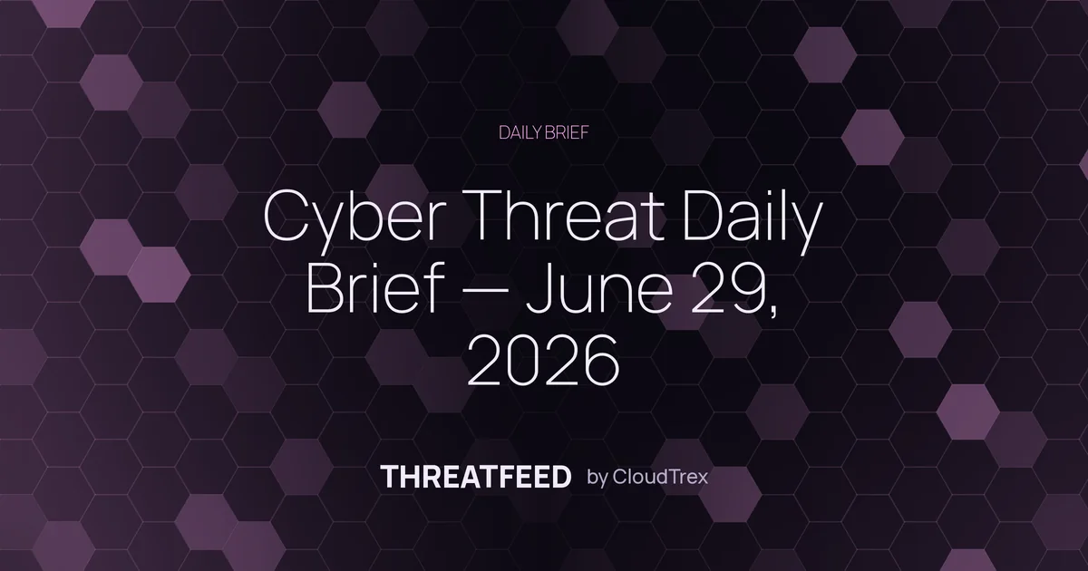 Cyber Threat Daily Brief — June 29, 2026