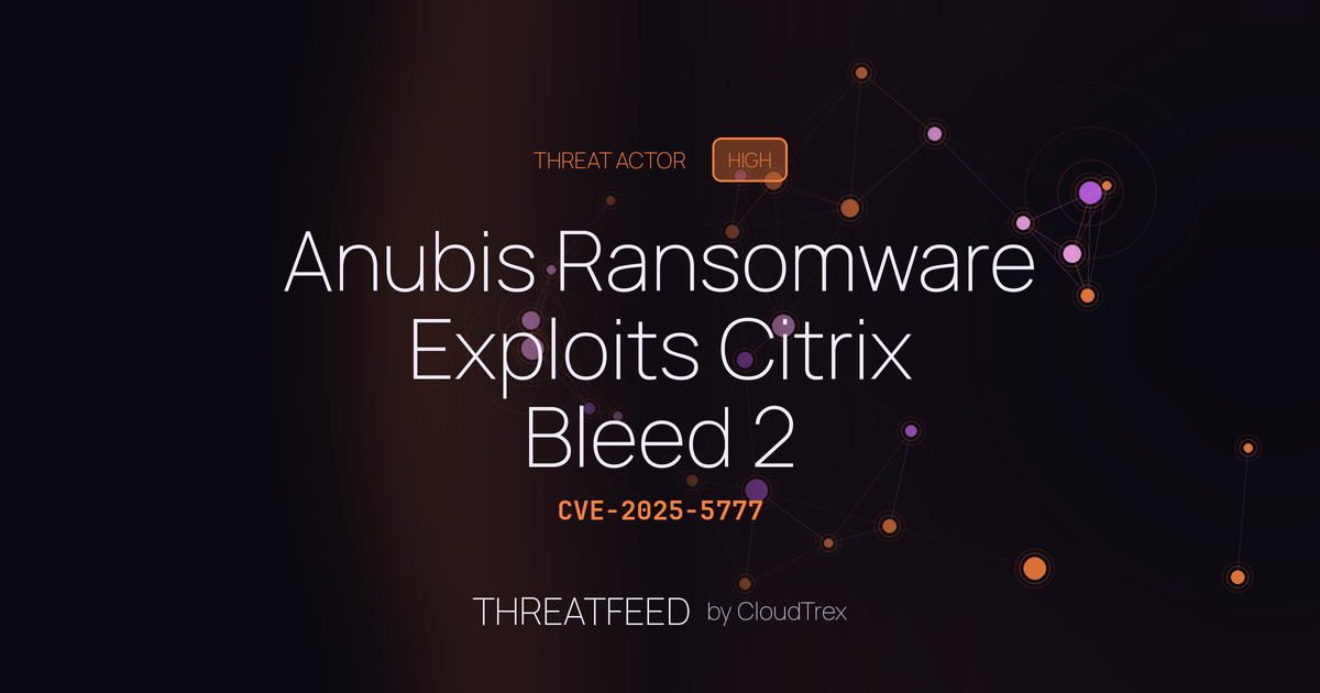 Anubis Ransomware Exploits Citrix Bleed 2 (CVE-2025-5777) for Access