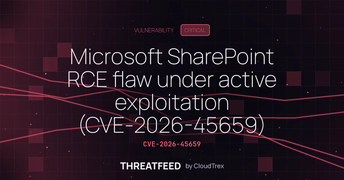 Microsoft SharePoint RCE flaw under active exploitation (CVE-2026-45659)