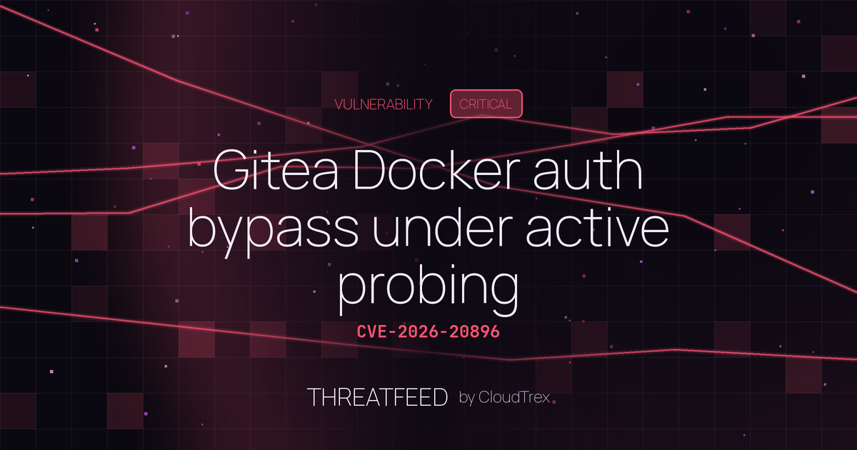 Gitea Docker auth bypass under active probing (CVE-2026-20896)