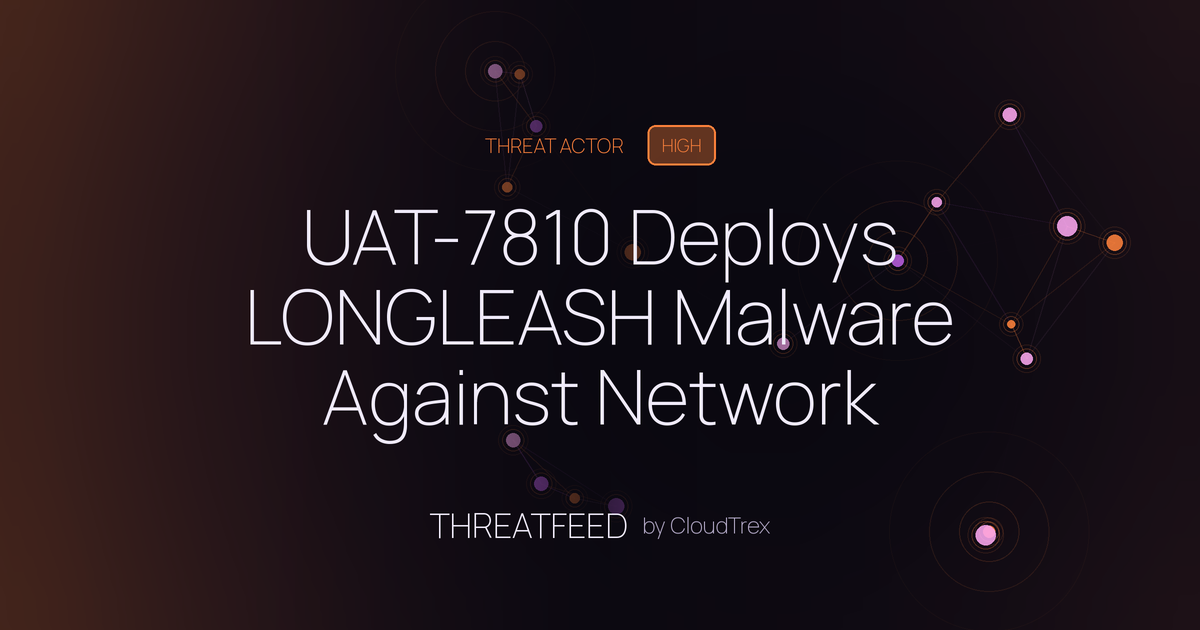 UAT-7810 Deploys LONGLEASH Malware Against Network Infrastructure
