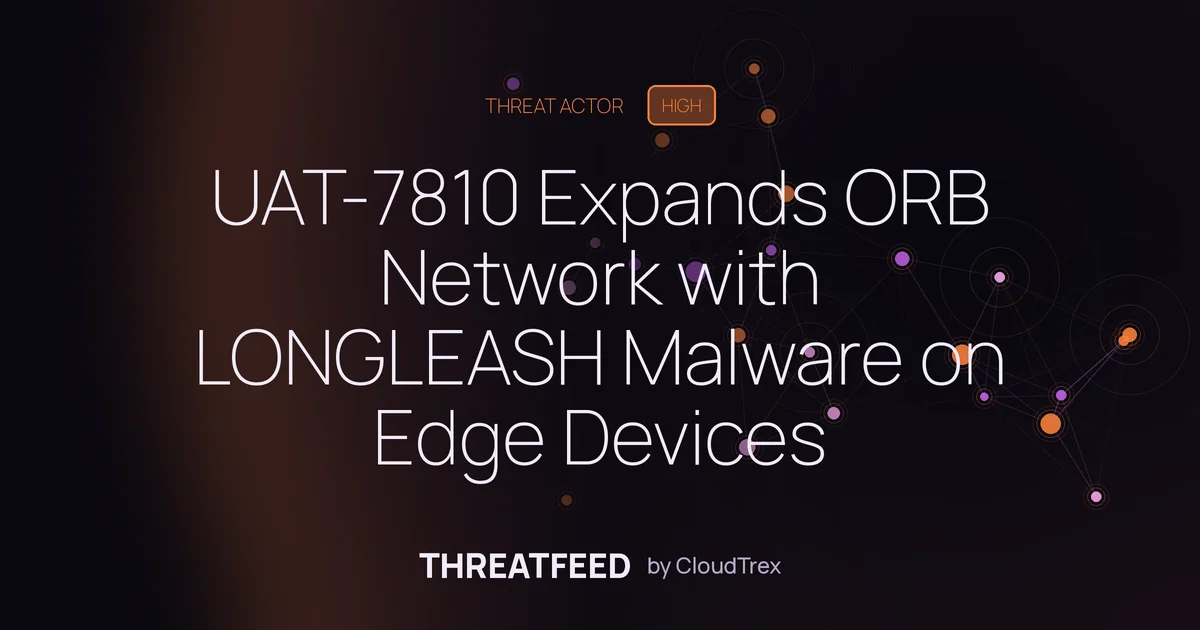 UAT-7810 Expands ORB Network with LONGLEASH Malware on Edge Devices