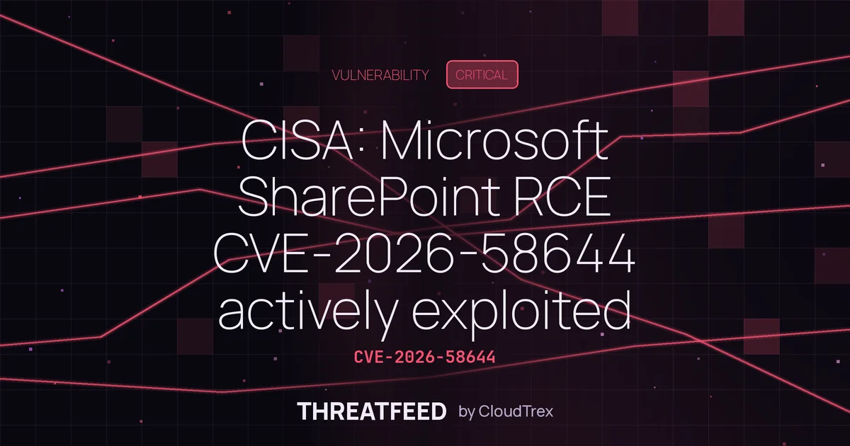 CISA: Microsoft SharePoint RCE CVE-2026-58644 actively exploited