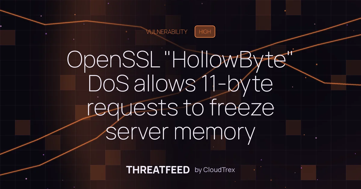OpenSSL "HollowByte" DoS allows 11-byte requests to freeze server memory
