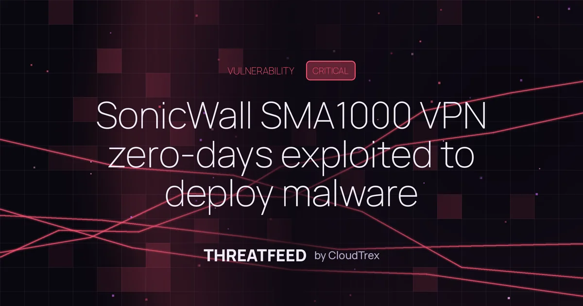 SonicWall SMA1000 VPN zero-days exploited to deploy malware