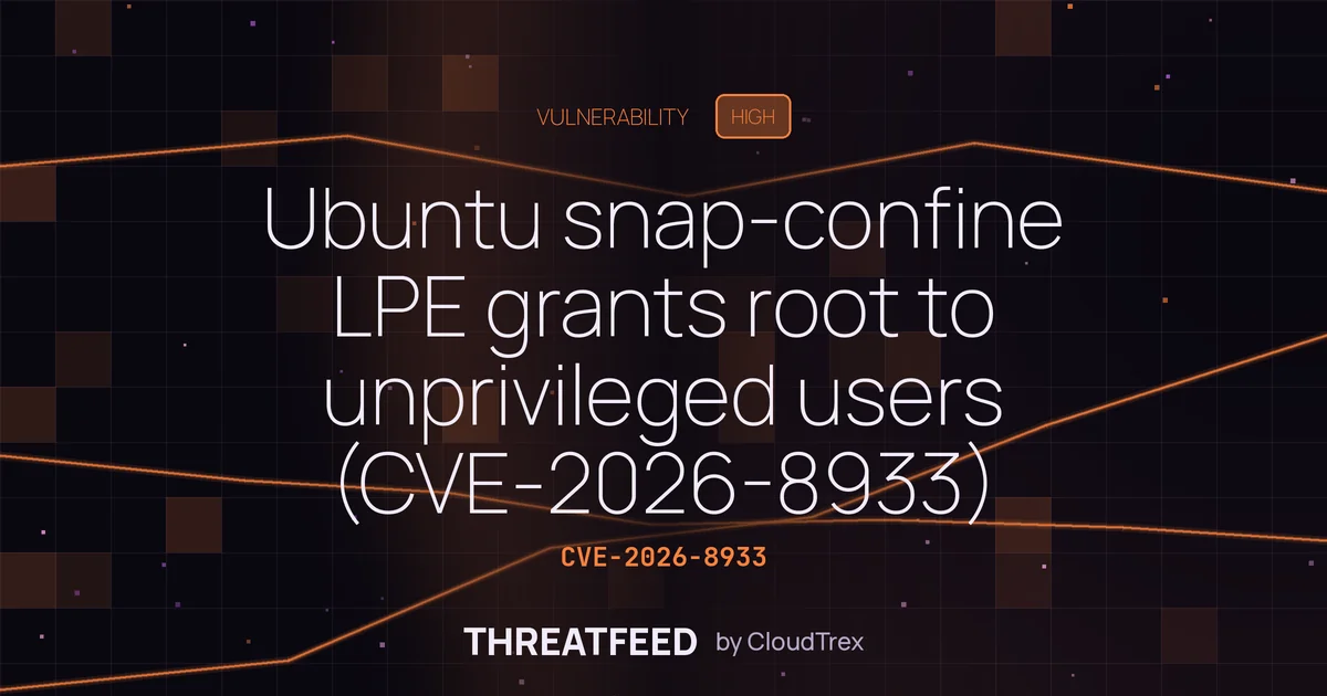 Ubuntu snap-confine LPE grants root to unprivileged users (CVE-2026-8933)