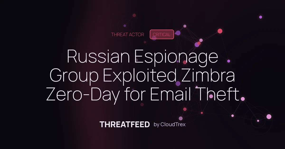 Russian Espionage Group Exploited Zimbra Zero-Day for Email Theft