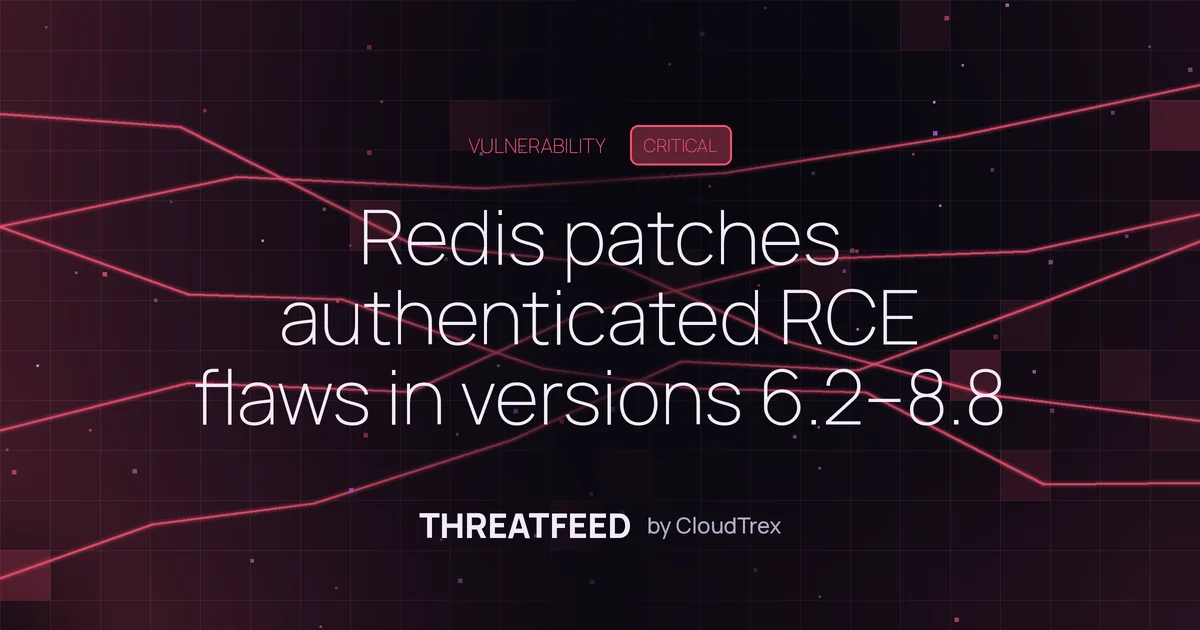 Redis patches authenticated RCE flaws in versions 6.2–8.8