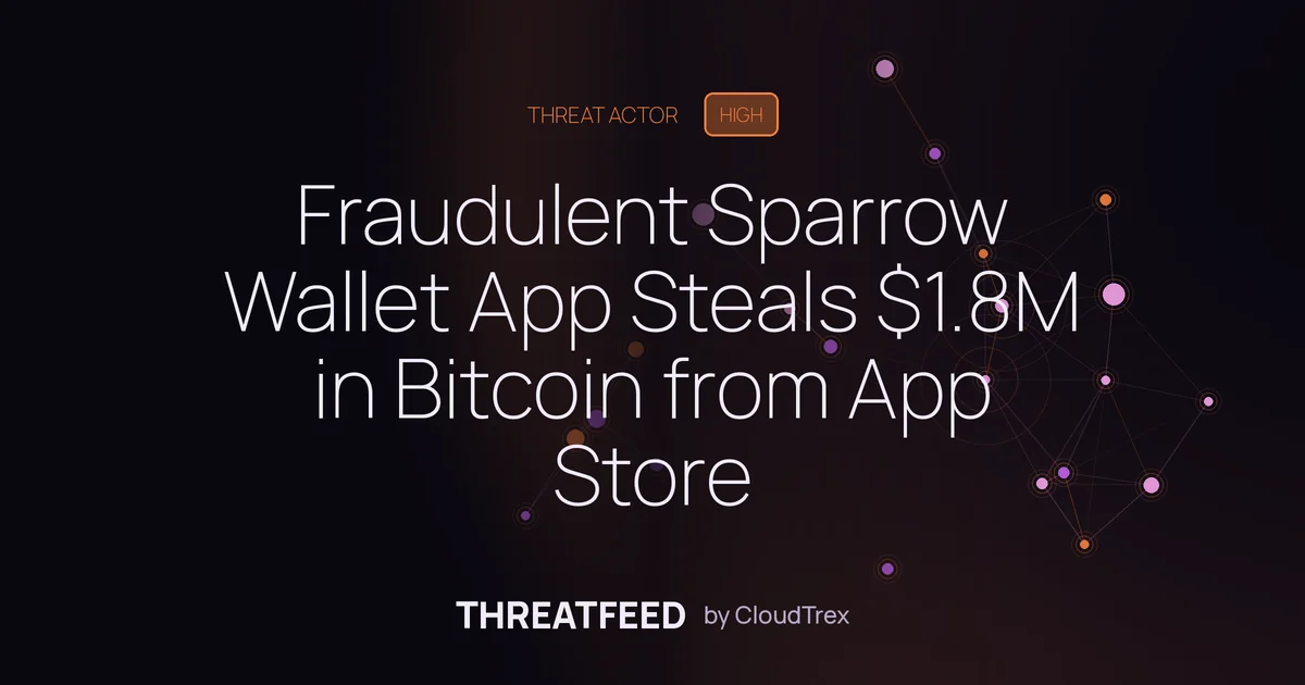 Fraudulent Sparrow Wallet App on Apple App Store Steals $1.8M in Bitcoin