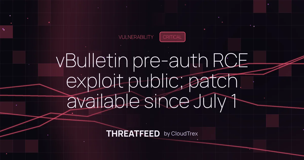 vBulletin pre-auth RCE exploit public; patch released 4 weeks prior