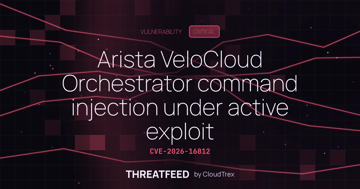 Arista VeloCloud Orchestrator command injection under active exploitation
