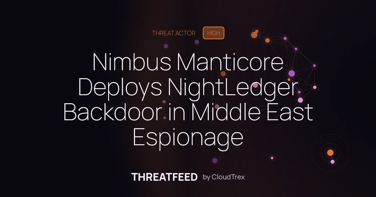 Nimbus Manticore Deploys NightLedger Backdoor in Middle East Campaign