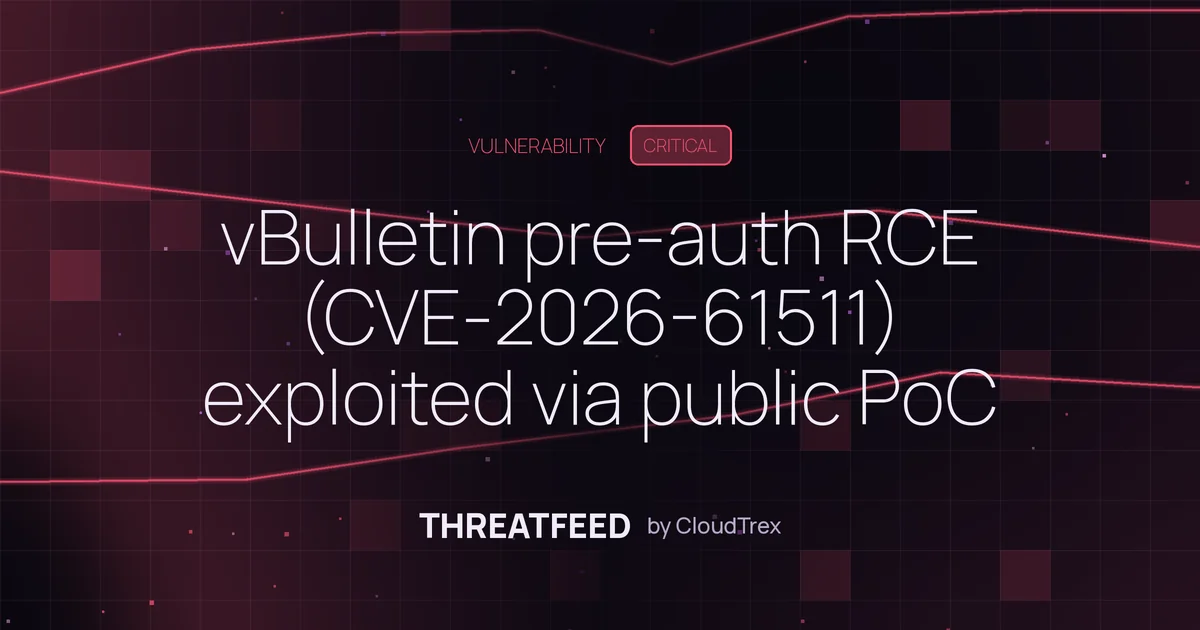 vBulletin pre-auth RCE (CVE-2026-61511) exploited via public PoC