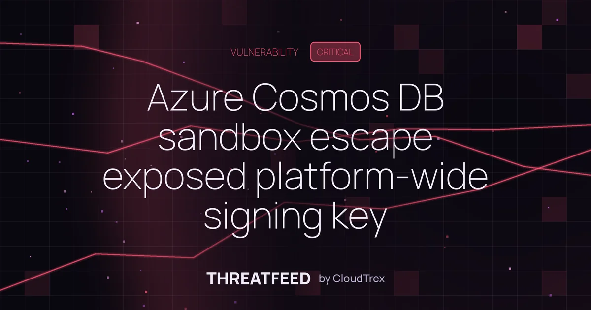 Azure Cosmos DB sandbox escape exposed platform-wide key to all databases