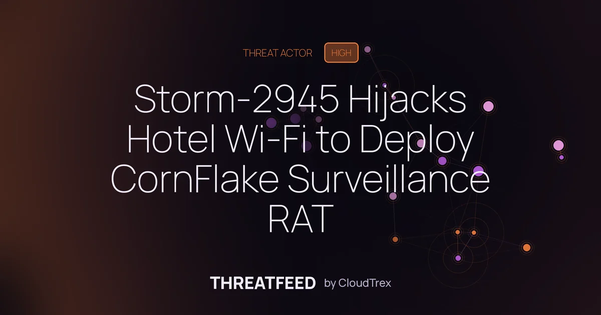 Storm-2945 Hijacks Hotel Wi-Fi to Deploy CornFlake Surveillance RAT