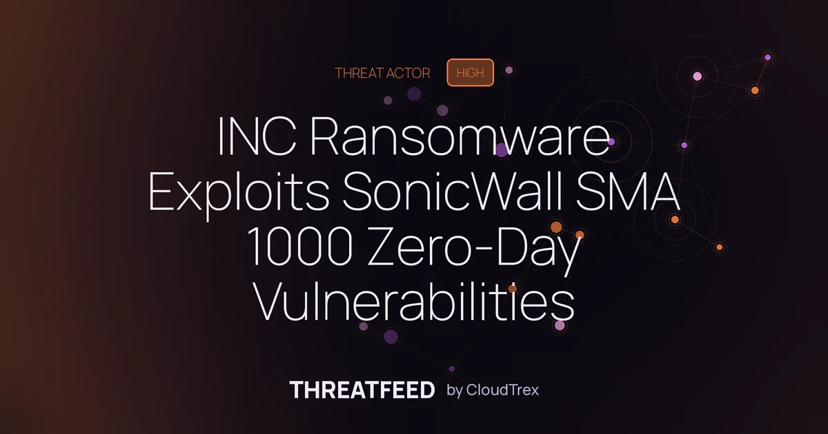 INC Ransomware Exploits SonicWall SMA 1000 Zero-Days