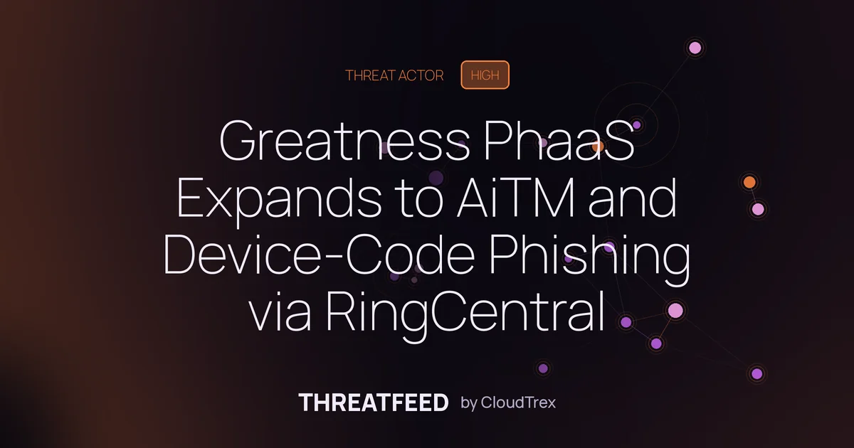 Greatness PhaaS Expands to AiTM and Device-Code Phishing via RingCentral