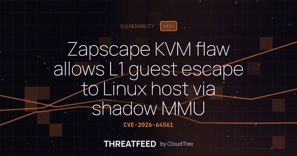 Zapscape KVM flaw allows L1 guest escape to host with nested virtualization