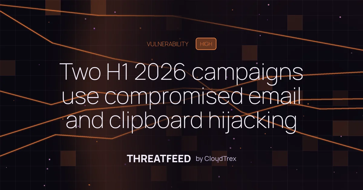 Two H1 2026 campaigns use compromised email and clipboard hijacking