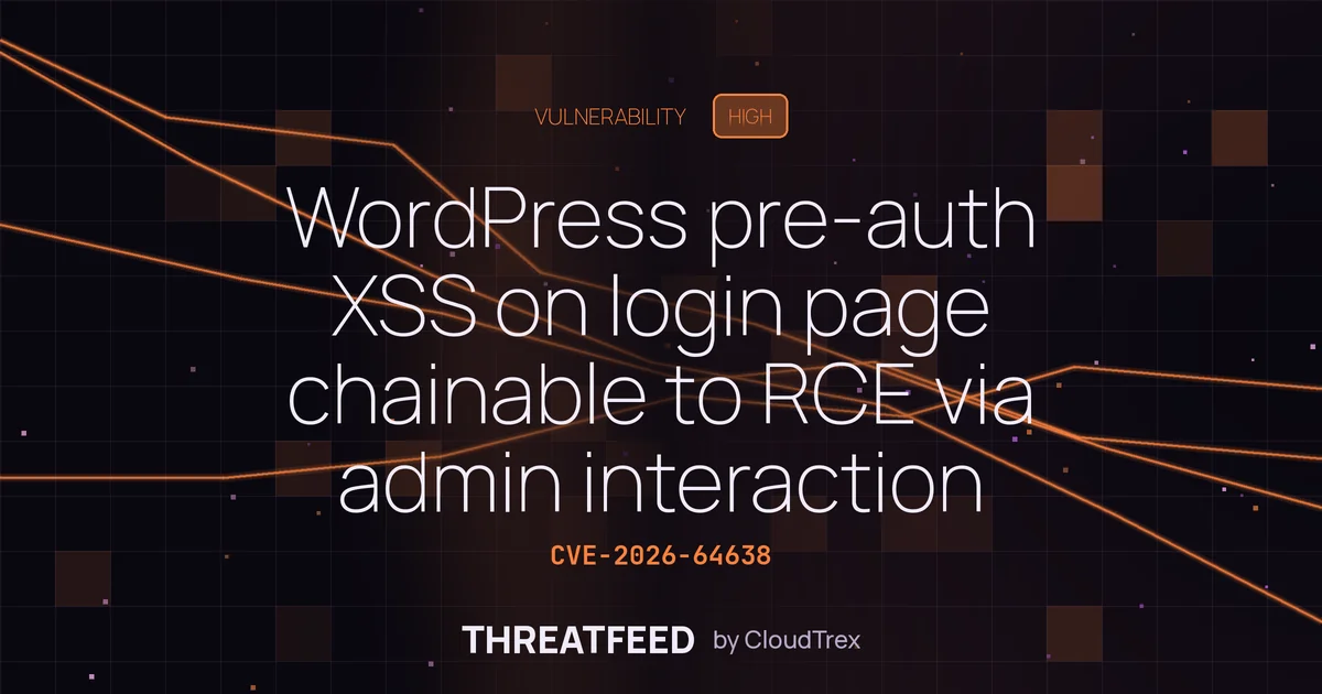 WordPress pre-auth XSS on login page enables RCE via admin interaction