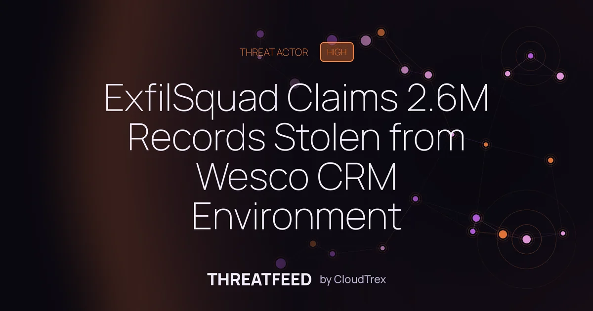 ExfilSquad Claims 2.6M Records Stolen from Wesco CRM Environment