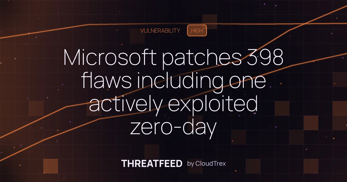 Microsoft patches 398 flaws including one actively exploited zero-day