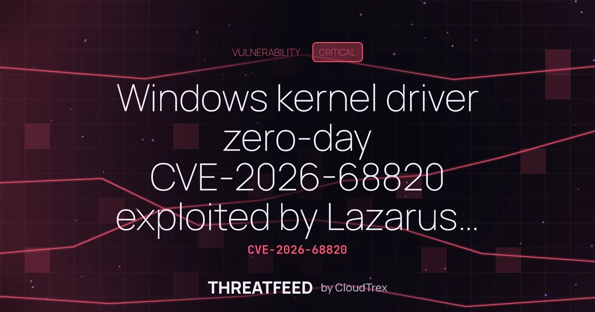 Windows kernel driver zero-day CVE-2026-68820 exploited by Lazarus APT
