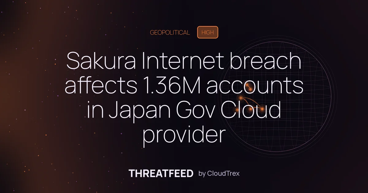 Sakura Internet breach exposes 1.36M accounts at Japan Gov Cloud provider