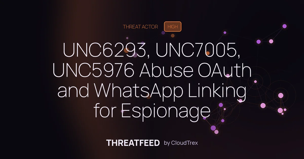 UNC6293, UNC7005, UNC5976 Abuse OAuth and WhatsApp Linking for Espionage