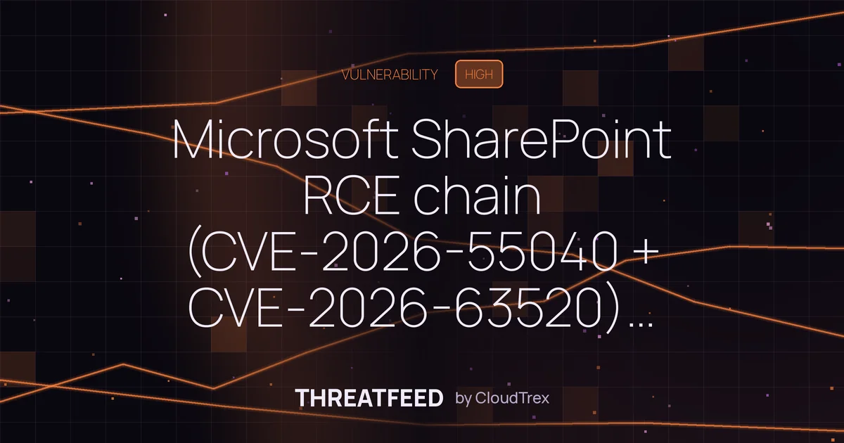 Microsoft SharePoint RCE chain (CVE-2026-55040 + CVE-2026-63520) exploited