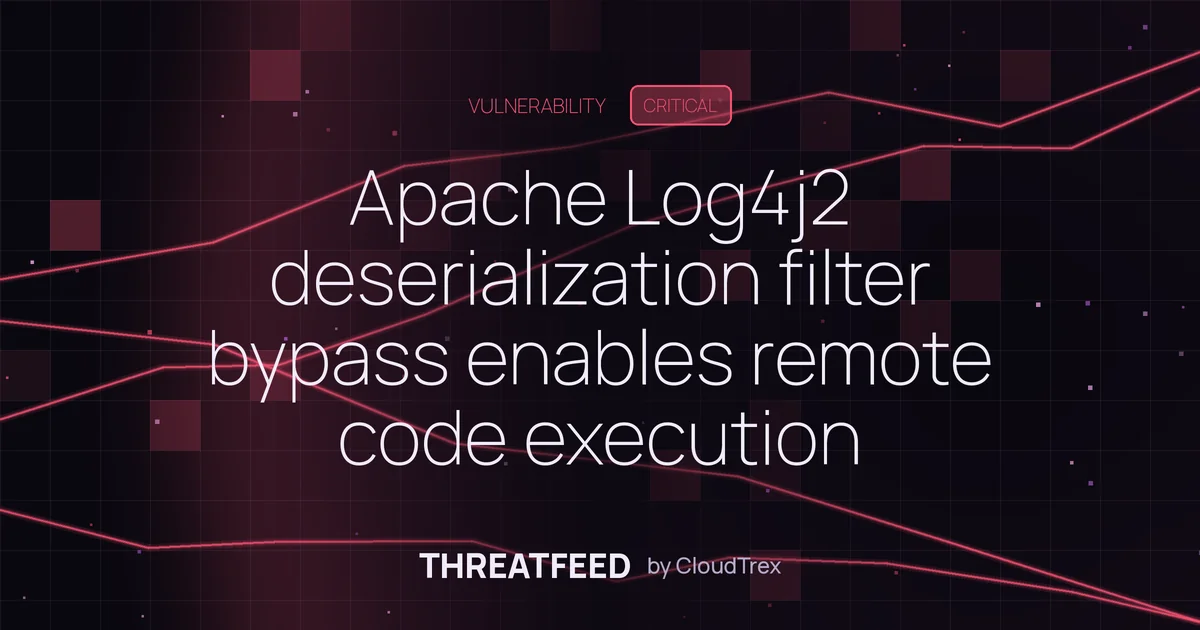 Apache Log4j2 deserialization filter bypass enables remote code execution